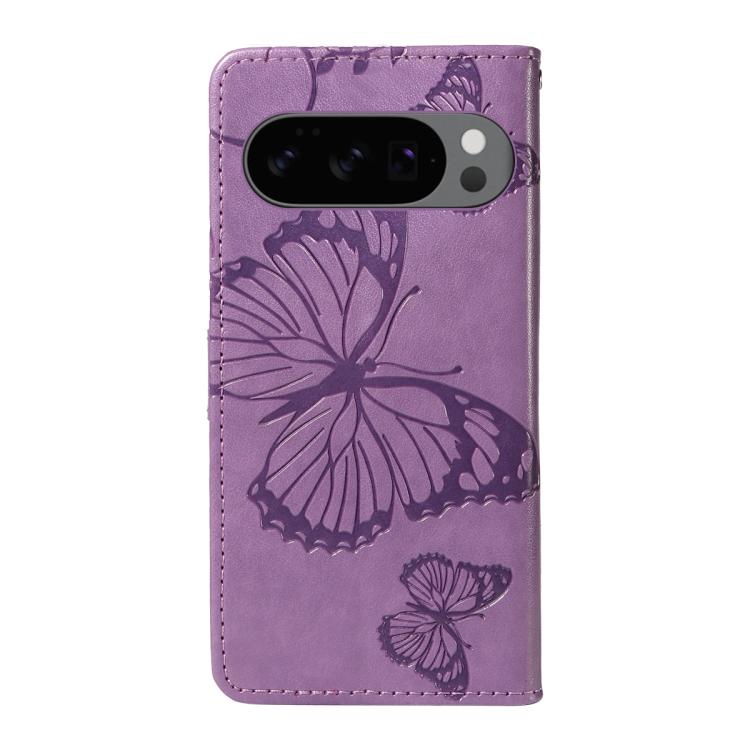 For Google Pixel 10 Global 3D Butterfly Embossed Pattern Flip Leather Phone Case(Purple) - Google Cases by buy2fix | Online Shopping UK | buy2fix
