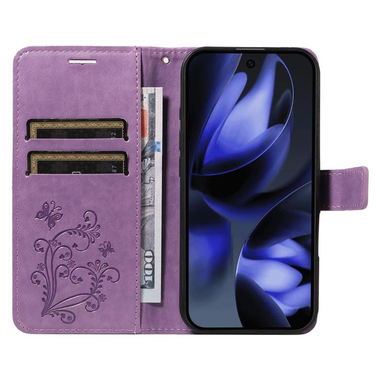For Google Pixel 10 Global 3D Butterfly Embossed Pattern Flip Leather Phone Case(Purple) - Google Cases by buy2fix | Online Shopping UK | buy2fix