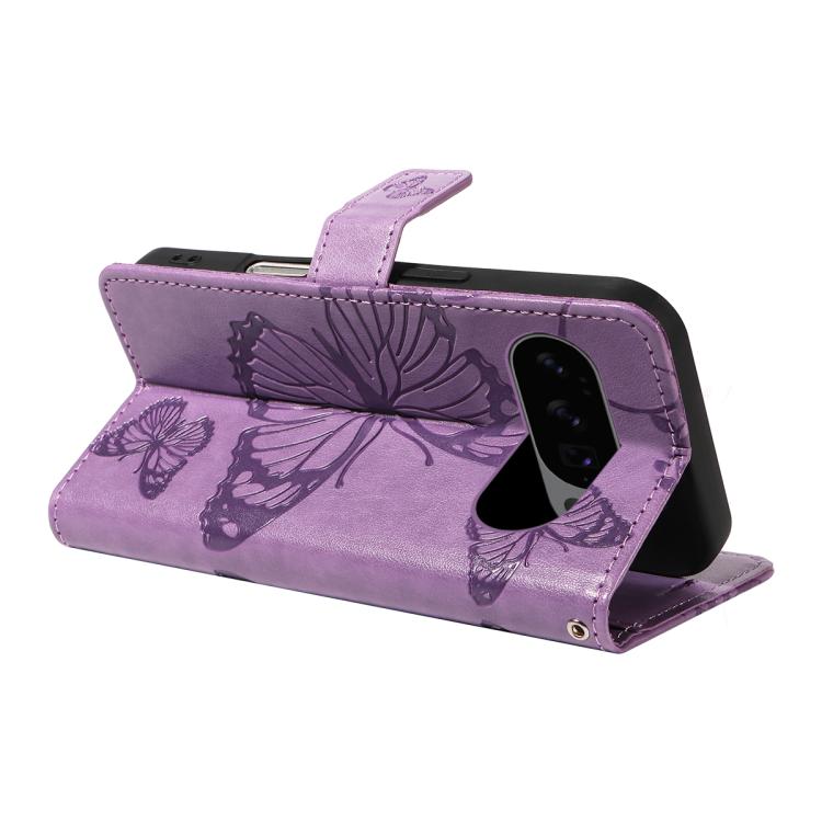For Google Pixel 10 Global 3D Butterfly Embossed Pattern Flip Leather Phone Case(Purple) - Google Cases by buy2fix | Online Shopping UK | buy2fix