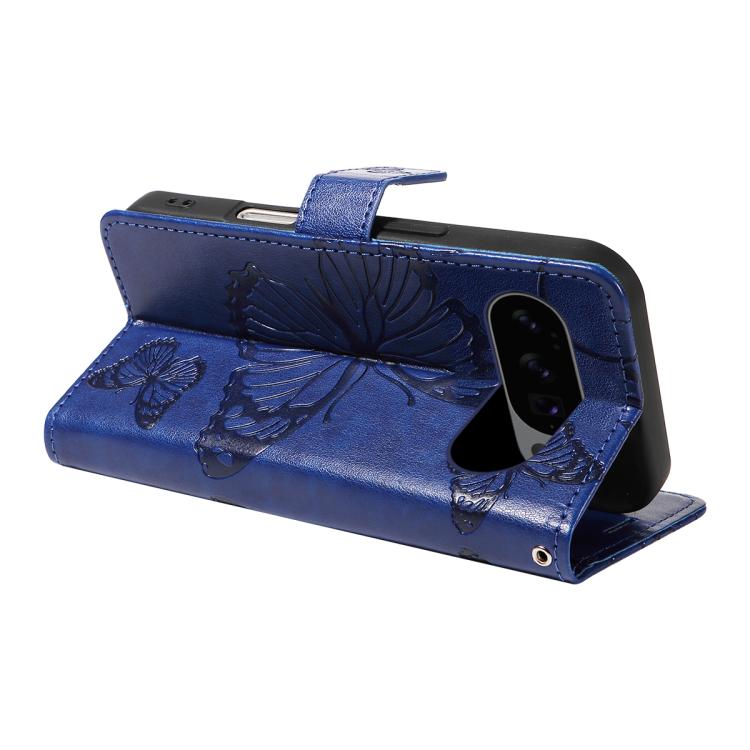 For Google Pixel 10 Global 3D Butterfly Embossed Pattern Flip Leather Phone Case(Blue) - Google Cases by buy2fix | Online Shopping UK | buy2fix