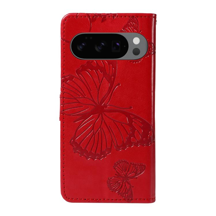 For Google Pixel 10 Global 3D Butterfly Embossed Pattern Flip Leather Phone Case(Red) - Google Cases by buy2fix | Online Shopping UK | buy2fix