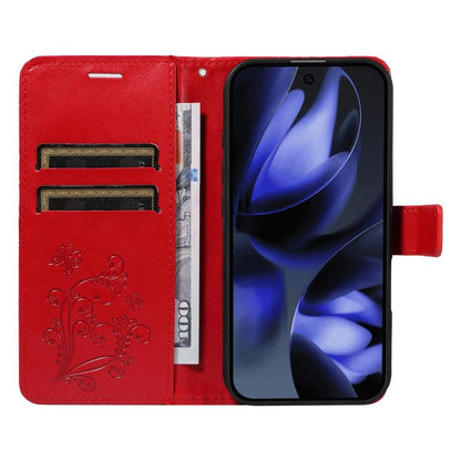 For Google Pixel 10 Global 3D Butterfly Embossed Pattern Flip Leather Phone Case(Red) - Google Cases by buy2fix | Online Shopping UK | buy2fix