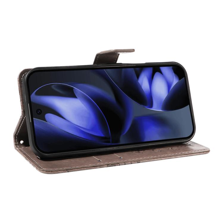 For Google Pixel 10 Global 3D Butterfly Embossed Pattern Flip Leather Phone Case(Grey) - Google Cases by buy2fix | Online Shopping UK | buy2fix