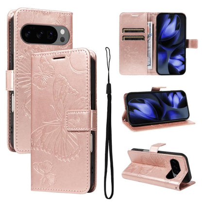 For Google Pixel 10 Global 3D Butterfly Embossed Pattern Flip Leather Phone Case(Rose Gold) - Google Cases by buy2fix | Online Shopping UK | buy2fix