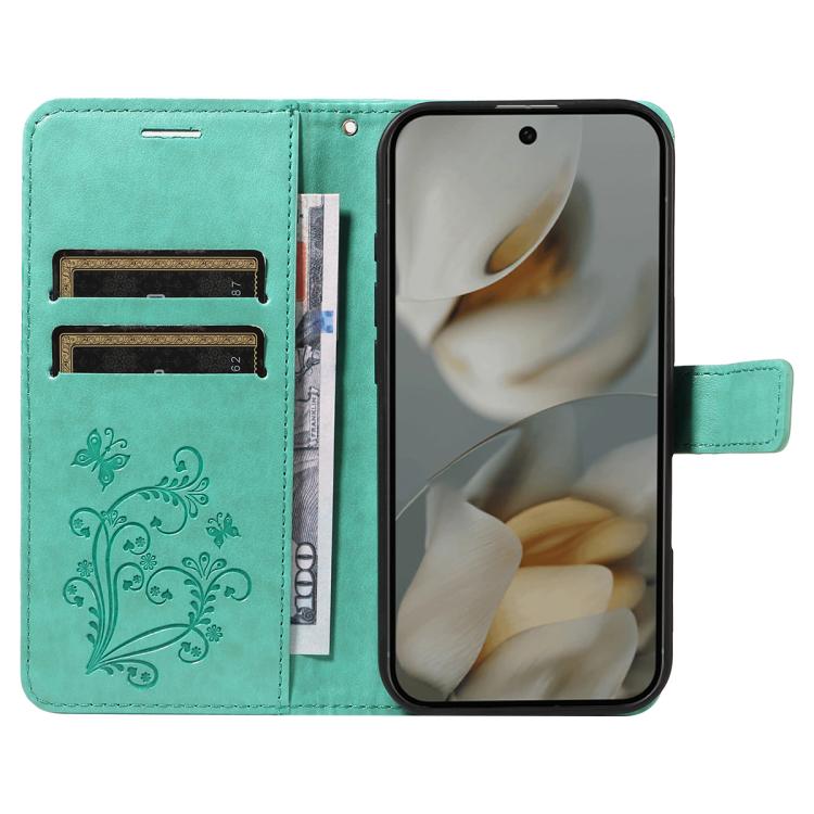 For Google Pixel 10 Pro XL Global 3D Butterfly Embossed Pattern Flip Leather Phone Case(Green) - Google Cases by buy2fix | Online Shopping UK | buy2fix