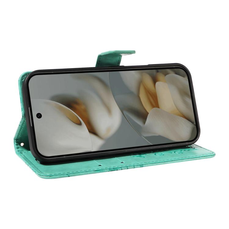 For Google Pixel 10 Pro XL Global 3D Butterfly Embossed Pattern Flip Leather Phone Case(Green) - Google Cases by buy2fix | Online Shopping UK | buy2fix