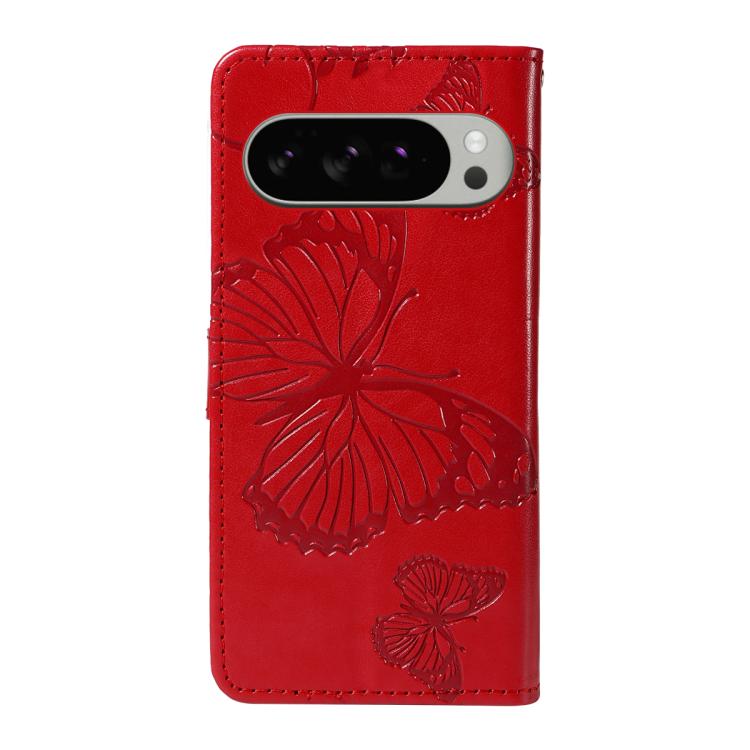 For Google Pixel 10 Pro XL Global 3D Butterfly Embossed Pattern Flip Leather Phone Case(Red) - Google Cases by buy2fix | Online Shopping UK | buy2fix