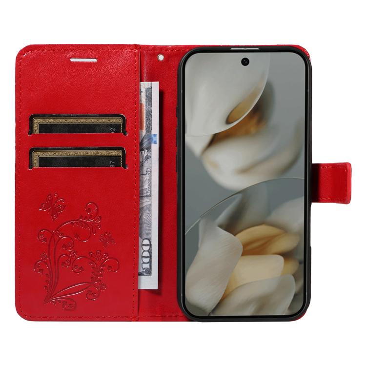 For Google Pixel 10 Pro XL Global 3D Butterfly Embossed Pattern Flip Leather Phone Case(Red) - Google Cases by buy2fix | Online Shopping UK | buy2fix