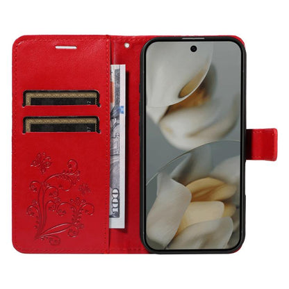 For Google Pixel 10 Pro XL Global 3D Butterfly Embossed Pattern Flip Leather Phone Case(Red) - Google Cases by buy2fix | Online Shopping UK | buy2fix