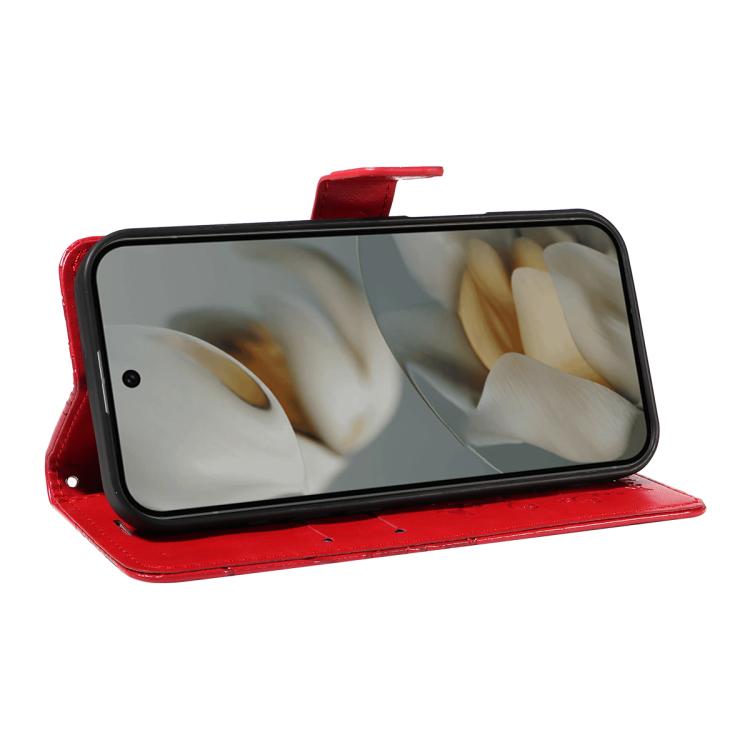 For Google Pixel 10 Pro XL Global 3D Butterfly Embossed Pattern Flip Leather Phone Case(Red) - Google Cases by buy2fix | Online Shopping UK | buy2fix