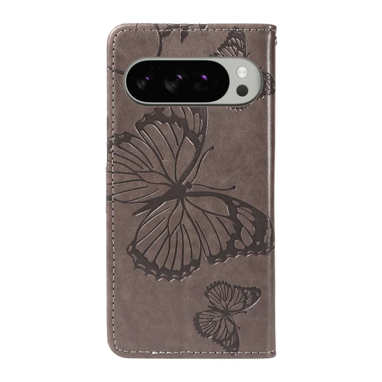 For Google Pixel 10 Pro XL Global 3D Butterfly Embossed Pattern Flip Leather Phone Case(Grey) - Google Cases by buy2fix | Online Shopping UK | buy2fix