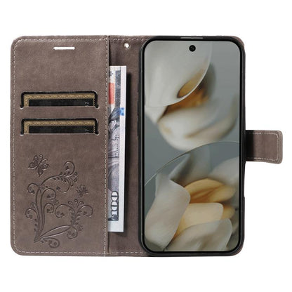 For Google Pixel 10 Pro XL Global 3D Butterfly Embossed Pattern Flip Leather Phone Case(Grey) - Google Cases by buy2fix | Online Shopping UK | buy2fix