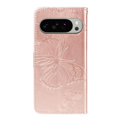 For Google Pixel 10 Pro XL Global 3D Butterfly Embossed Pattern Flip Leather Phone Case(Rose Gold) - Google Cases by buy2fix | Online Shopping UK | buy2fix