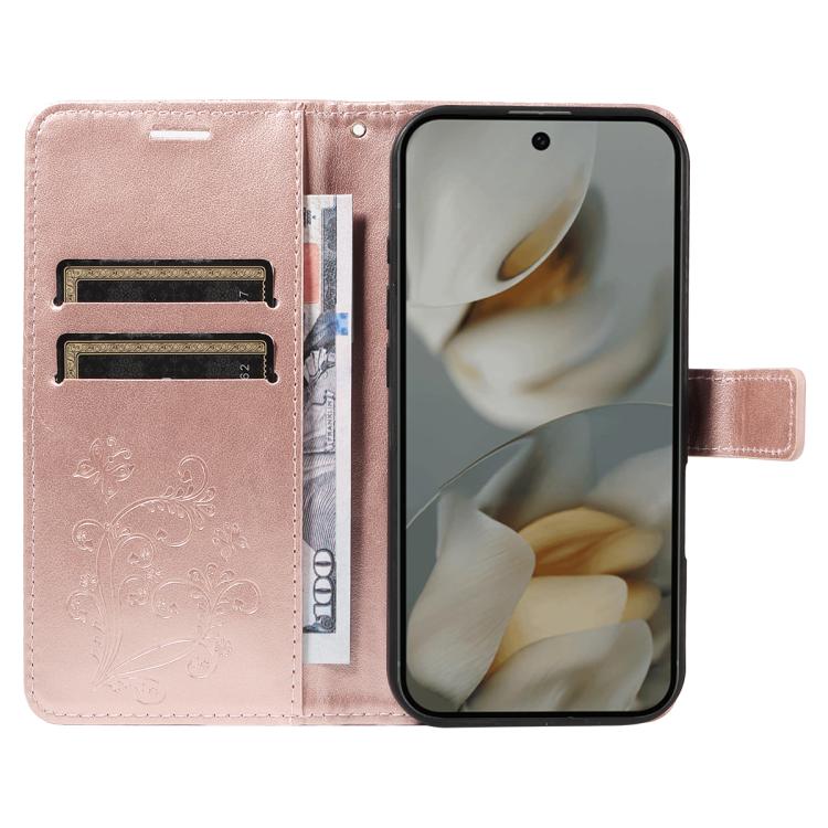 For Google Pixel 10 Pro XL Global 3D Butterfly Embossed Pattern Flip Leather Phone Case(Rose Gold) - Google Cases by buy2fix | Online Shopping UK | buy2fix