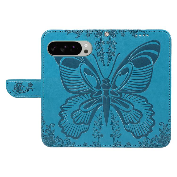 For Google Pixel 10 Pro XL 5G Global Swallowtail Butterfly Embossed Leather Phone Case(Blue) - Google Cases by buy2fix | Online Shopping UK | buy2fix