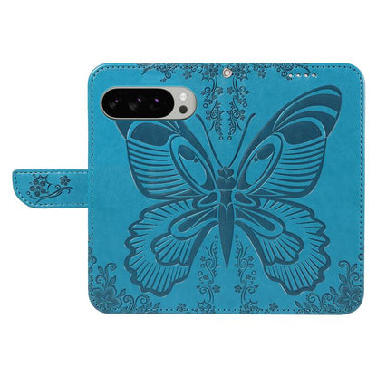 For Google Pixel 10 Pro XL 5G Global Swallowtail Butterfly Embossed Leather Phone Case(Blue) - Google Cases by buy2fix | Online Shopping UK | buy2fix