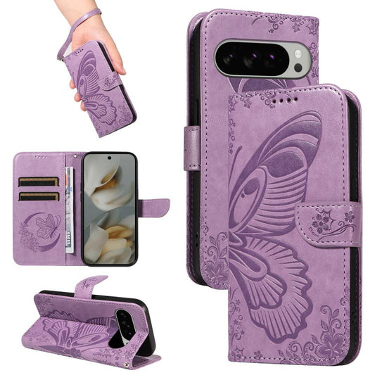 For Google Pixel 10 Pro XL 5G Global Swallowtail Butterfly Embossed Leather Phone Case(Purple) - Google Cases by buy2fix | Online Shopping UK | buy2fix