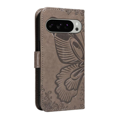 For Google Pixel 10 Pro XL 5G Global Swallowtail Butterfly Embossed Leather Phone Case(Grey) - Google Cases by buy2fix | Online Shopping UK | buy2fix