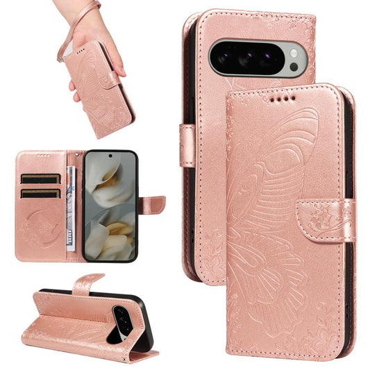 For Google Pixel 10 Pro XL 5G Global Swallowtail Butterfly Embossed Leather Phone Case(Rose Gold) - Google Cases by buy2fix | Online Shopping UK | buy2fix