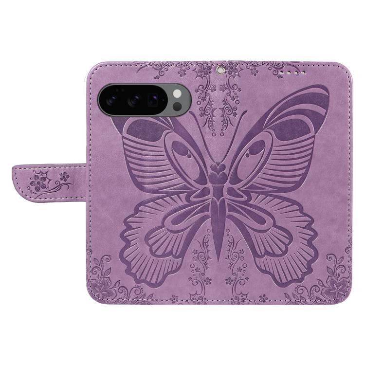 For Google Pixel 10 5G / 10 Pro 5G Global Swallowtail Butterfly Embossed Leather Phone Case(Purple) - Google Cases by buy2fix | Online Shopping UK | buy2fix