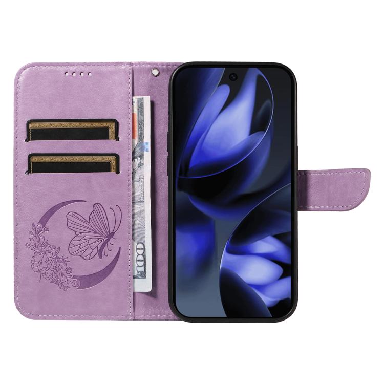 For Google Pixel 10 5G / 10 Pro 5G Global Swallowtail Butterfly Embossed Leather Phone Case(Purple) - Google Cases by buy2fix | Online Shopping UK | buy2fix