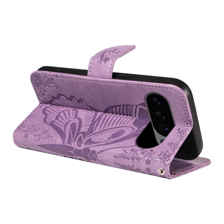 For Google Pixel 10 5G / 10 Pro 5G Global Swallowtail Butterfly Embossed Leather Phone Case(Purple) - Google Cases by buy2fix | Online Shopping UK | buy2fix