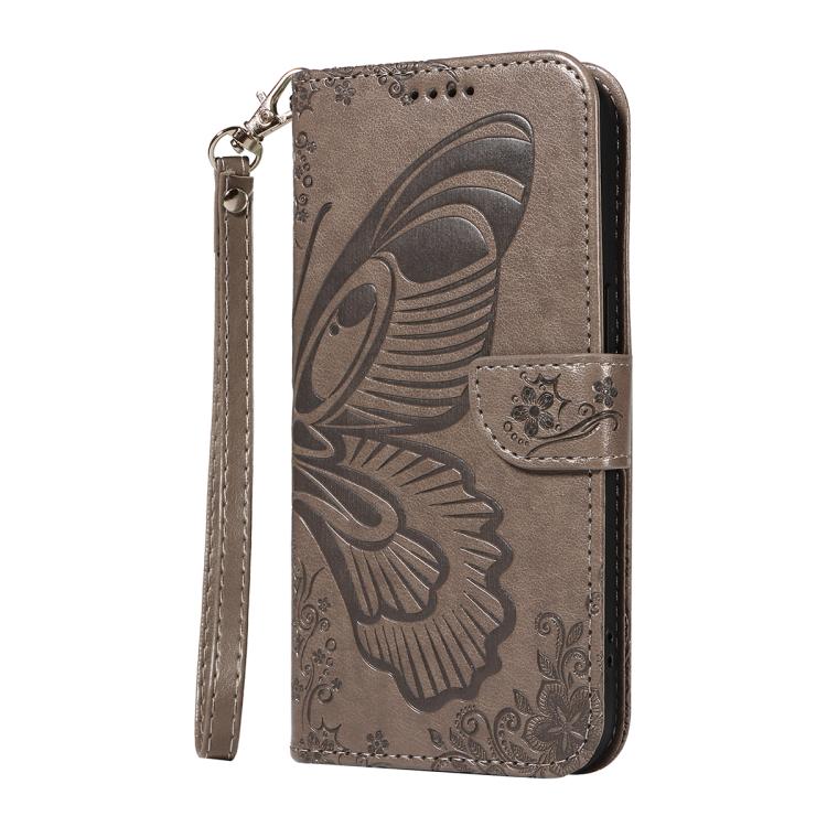 For Google Pixel 10 5G / 10 Pro 5G Global Swallowtail Butterfly Embossed Leather Phone Case(Grey) - Google Cases by buy2fix | Online Shopping UK | buy2fix