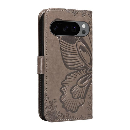 For Google Pixel 10 5G / 10 Pro 5G Global Swallowtail Butterfly Embossed Leather Phone Case(Grey) - Google Cases by buy2fix | Online Shopping UK | buy2fix