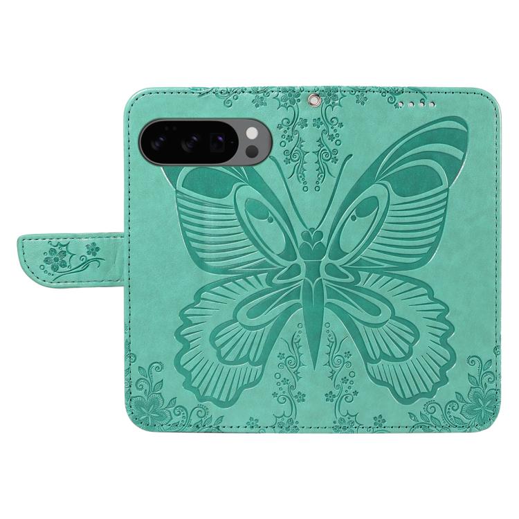 For Google Pixel 10 5G / 10 Pro 5G Global Swallowtail Butterfly Embossed Leather Phone Case(Green) - Google Cases by buy2fix | Online Shopping UK | buy2fix
