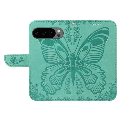 For Google Pixel 10 5G / 10 Pro 5G Global Swallowtail Butterfly Embossed Leather Phone Case(Green) - Google Cases by buy2fix | Online Shopping UK | buy2fix