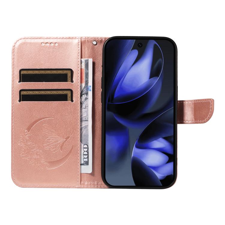 For Google Pixel 10 5G / 10 Pro 5G Global Swallowtail Butterfly Embossed Leather Phone Case(Rose Gold) - Google Cases by buy2fix | Online Shopping UK | buy2fix