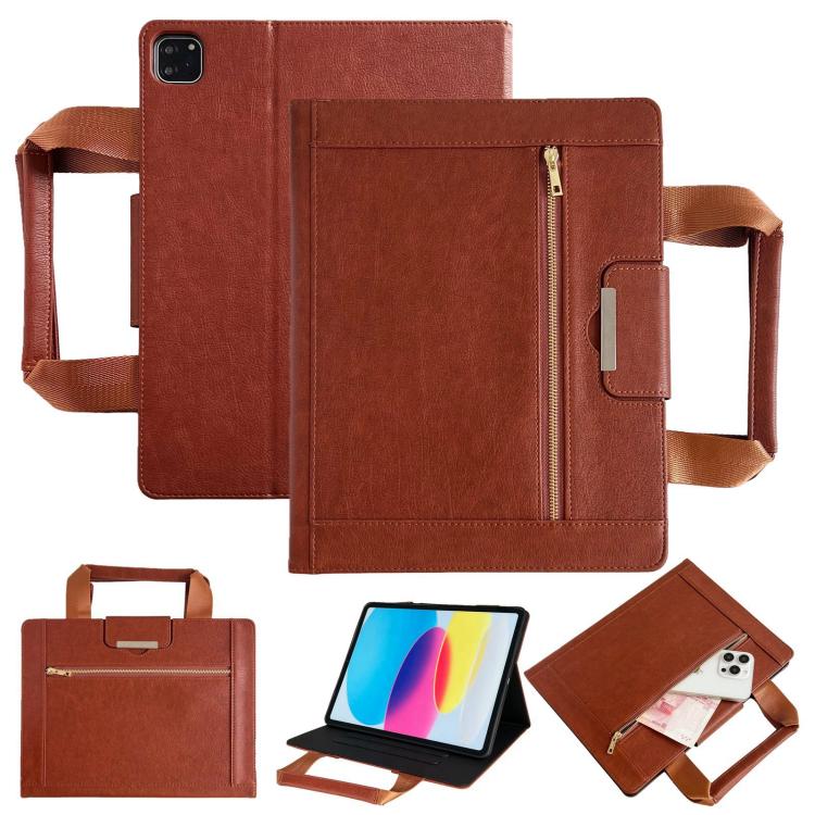 For iPad Air 11 2025 / 2024 Zipper Handle Retro Smart Leather Tablet Case(Brown) - iPad Air 11 2025 / 2024 Cases by buy2fix | Online Shopping UK | buy2fix