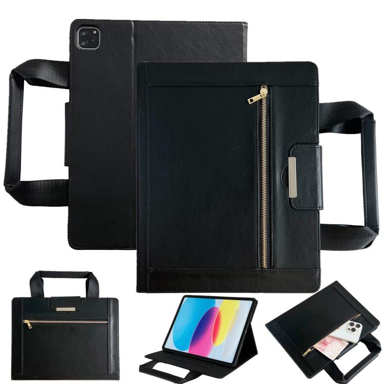 For iPad Air 13 2025 / 2024 / Pro 12.9 Zipper Handle Retro Smart Leather Tablet Case(Black) - iPad Air 13 2025 / 2024 Cases by buy2fix | Online Shopping UK | buy2fix
