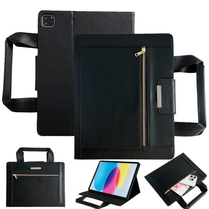 For iPad Air 13 2025 / 2024 / Pro 12.9 Zipper Handle Retro Smart Leather Tablet Case(Black) - iPad Air 13 2025 / 2024 Cases by buy2fix | Online Shopping UK | buy2fix