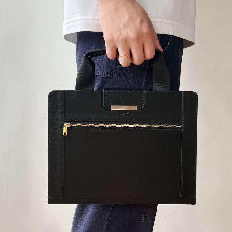 For iPad Air 13 2025 / 2024 / Pro 12.9 Zipper Handle Retro Smart Leather Tablet Case(Black) - iPad Air 13 2025 / 2024 Cases by buy2fix | Online Shopping UK | buy2fix