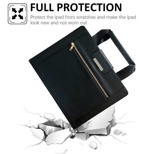 For iPad mini 2024 / 6 Zipper Handle Retro Smart Leather Tablet Case(Black) - iPad mini 2024 Cases by buy2fix | Online Shopping UK | buy2fix