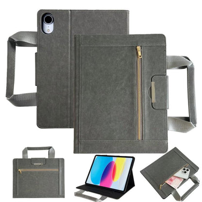 For iPad mini 2024 / 6 Zipper Handle Retro Smart Leather Tablet Case(Grey) - iPad mini 2024 Cases by buy2fix | Online Shopping UK | buy2fix