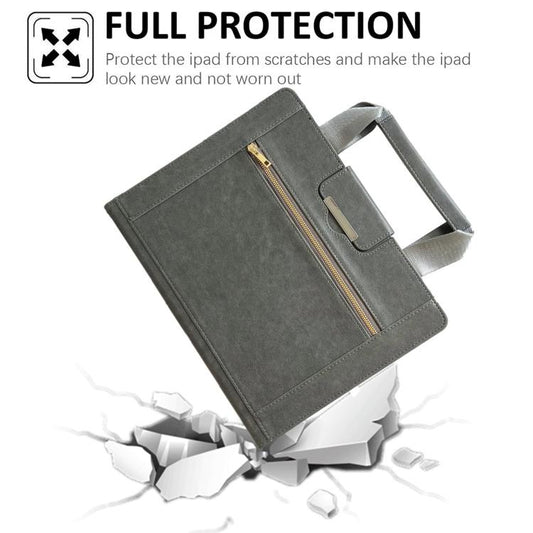 For iPad mini 2024 / 6 Zipper Handle Retro Smart Leather Tablet Case(Grey) - iPad mini 2024 Cases by buy2fix | Online Shopping UK | buy2fix