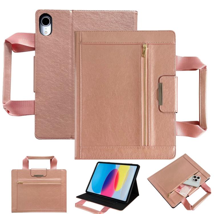 For iPad mini 2024 / 6 Zipper Handle Retro Smart Leather Tablet Case(Rose Gold) - iPad mini 2024 Cases by buy2fix | Online Shopping UK | buy2fix