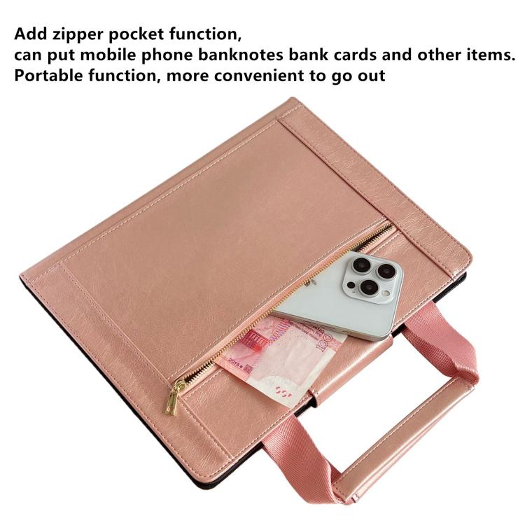 For iPad mini 2024 / 6 Zipper Handle Retro Smart Leather Tablet Case(Rose Gold) - iPad mini 2024 Cases by buy2fix | Online Shopping UK | buy2fix