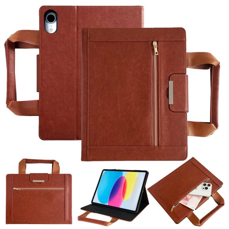 For iPad mini 2024 / 6 Zipper Handle Retro Smart Leather Tablet Case(Brown) - iPad mini 2024 Cases by buy2fix | Online Shopping UK | buy2fix