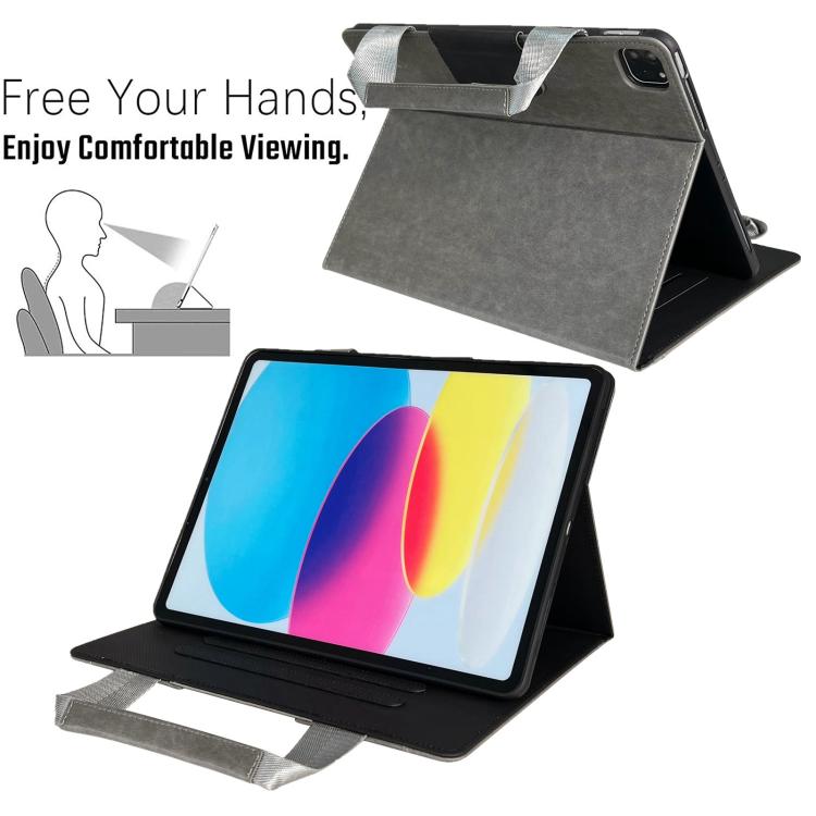 For iPad Pro 13 2024 Zipper Handle Retro Smart Leather Tablet Case(Grey) - iPad Pro 13 2024 Cases by buy2fix | Online Shopping UK | buy2fix