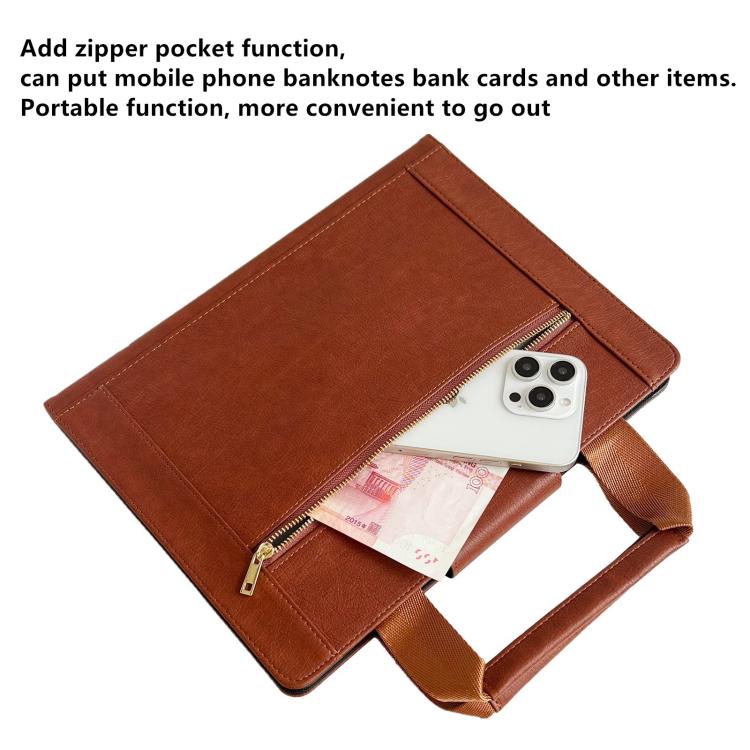 For iPad Pro 13 2024 Zipper Handle Retro Smart Leather Tablet Case(Brown) - iPad Pro 13 2024 Cases by buy2fix | Online Shopping UK | buy2fix