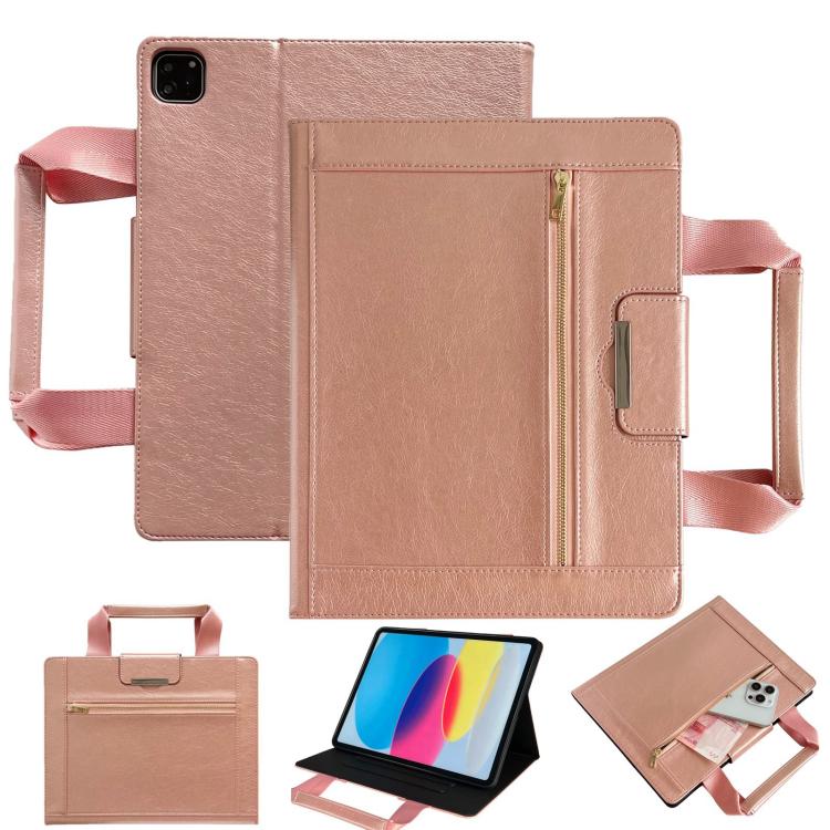 For iPad Pro 11 2024 Zipper Handle Retro Smart Leather Tablet Case(Rose Gold) - iPad Pro 11 2024 Cases by buy2fix | Online Shopping UK | buy2fix