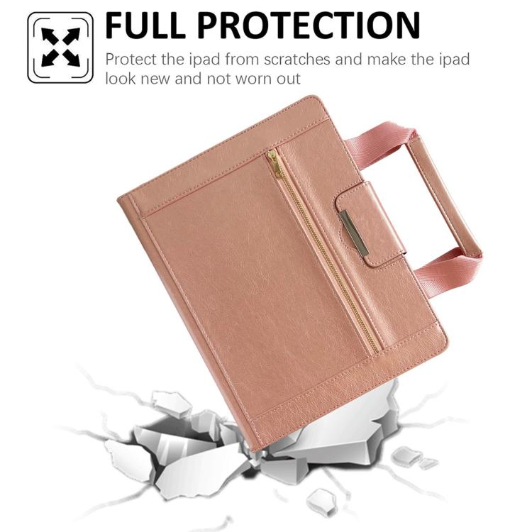 For iPad Pro 11 2024 Zipper Handle Retro Smart Leather Tablet Case(Rose Gold) - iPad Pro 11 2024 Cases by buy2fix | Online Shopping UK | buy2fix