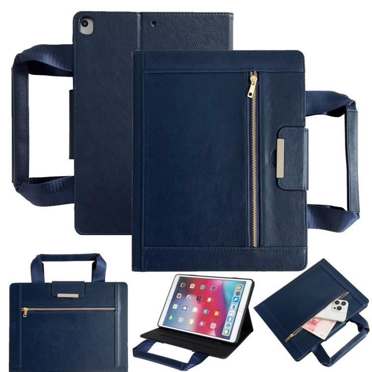 For iPad 10.2 2021 / 2020 / 2019 Zipper Handle Retro Smart Leather Tablet Case(Royal Blue) - More iPad Cases by buy2fix | Online Shopping UK | buy2fix