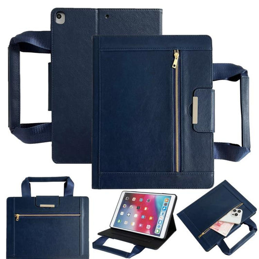 For iPad 10.2 2021 / 2020 / 2019 Zipper Handle Retro Smart Leather Tablet Case(Royal Blue) - More iPad Cases by buy2fix | Online Shopping UK | buy2fix