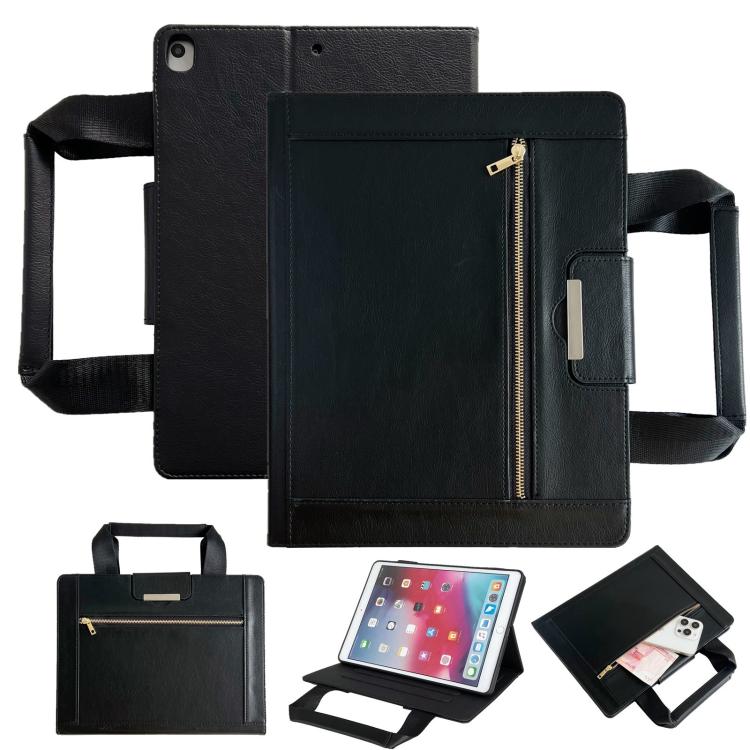For iPad 10.2 2021 / 2020 / 2019 Zipper Handle Retro Smart Leather Tablet Case(Black) - More iPad Cases by buy2fix | Online Shopping UK | buy2fix