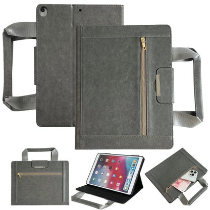 For iPad 10.2 2021 / 2020 / 2019 Zipper Handle Retro Smart Leather Tablet Case(Grey) - More iPad Cases by buy2fix | Online Shopping UK | buy2fix