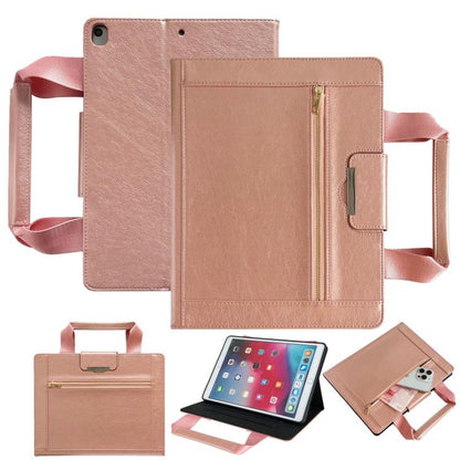 For iPad 10.2 2021 / 2020 / 2019 Zipper Handle Retro Smart Leather Tablet Case(Rose Gold) - More iPad Cases by buy2fix | Online Shopping UK | buy2fix